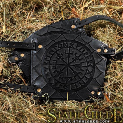 A Pair Leather Bracers Vegvisir Futhark   with Scale design 